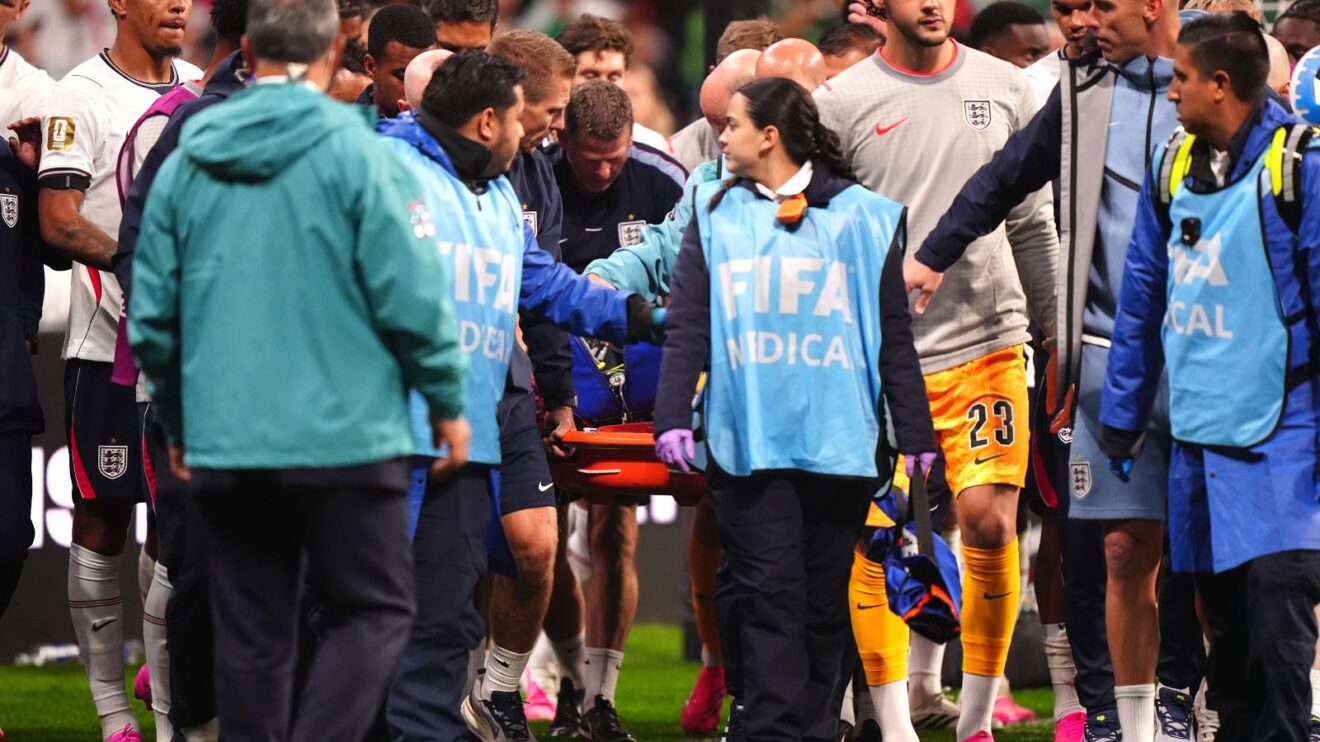 Jordan Henderson was stretchered off and needed oxygen after falling over the advertising hoardings while celebrating England's win over Mexico.