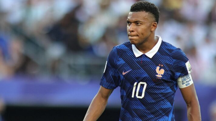 France captain Kylian Mbappe during a World Cup match against Paraguay