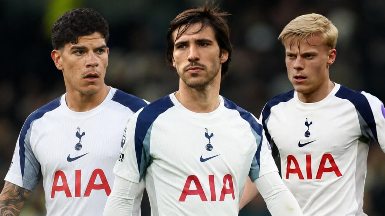 Mateus Fernandes, Sandro Tonali and Jan Paul van Hecke in Spurs shirts