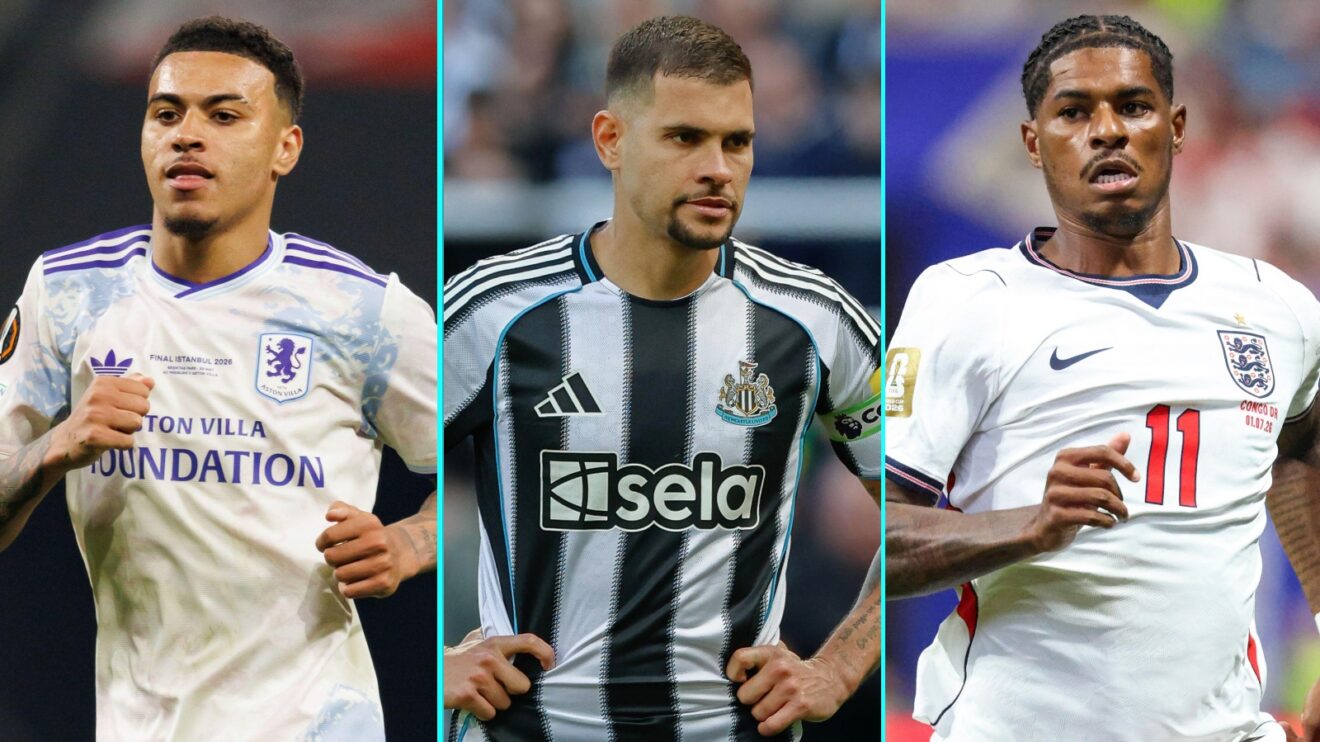 Morgan Rogers, Bruno Guimaraes and Marcus Rashford