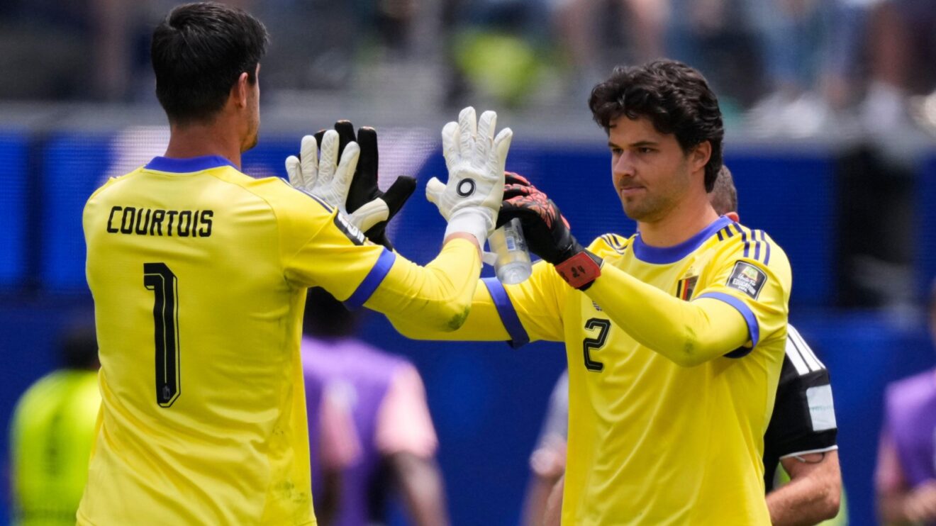 Thibaut Courtois renders way for Senne Lammens in Belgium's loss to Spain.