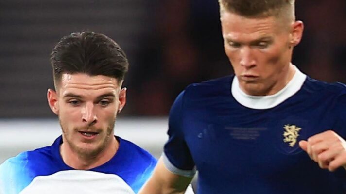 England midfielder Declan Rice and Scotland player Scott McTominay