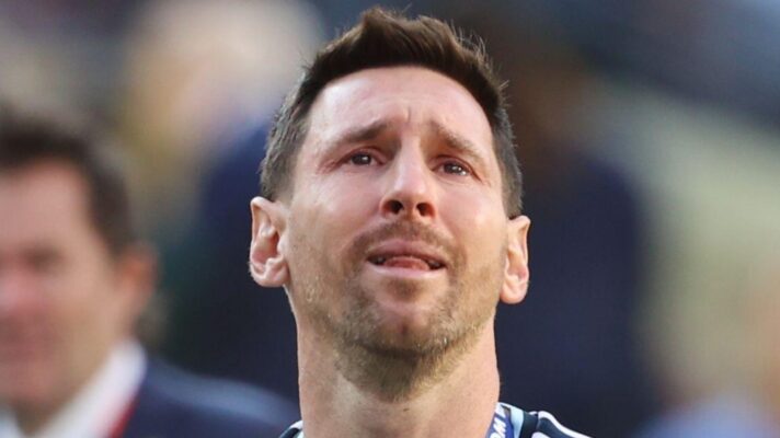 Argentina player Lionel Messi cries after the 2026 World Cup final