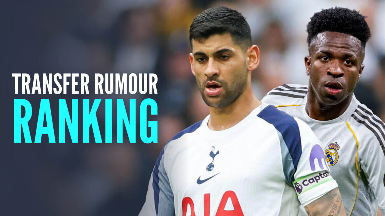 Cristian Romero and Vinicius Junior with the words Transfer Rumour Ranking
