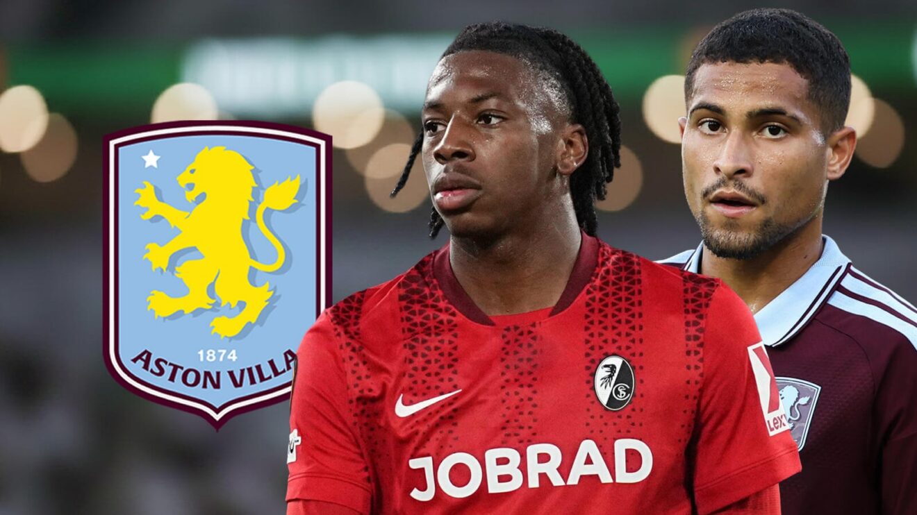 Johan Manzambi, Joao Gomes and the Aston Villa badge