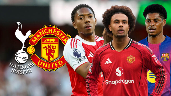 Myles Lewis-Skelly, Marcus Rashford and Joshua Zirkzee.