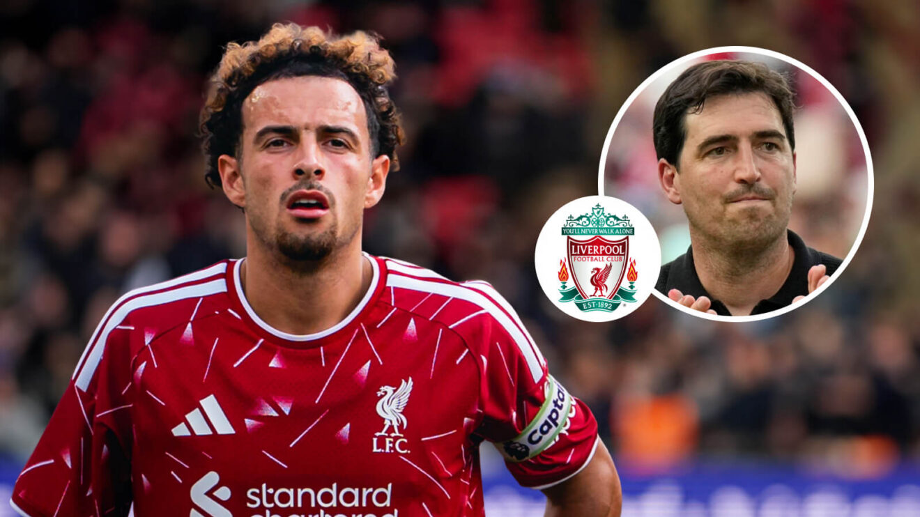 Curtis Jones, Liverpool badge and Andoni Iraola - copyright F365