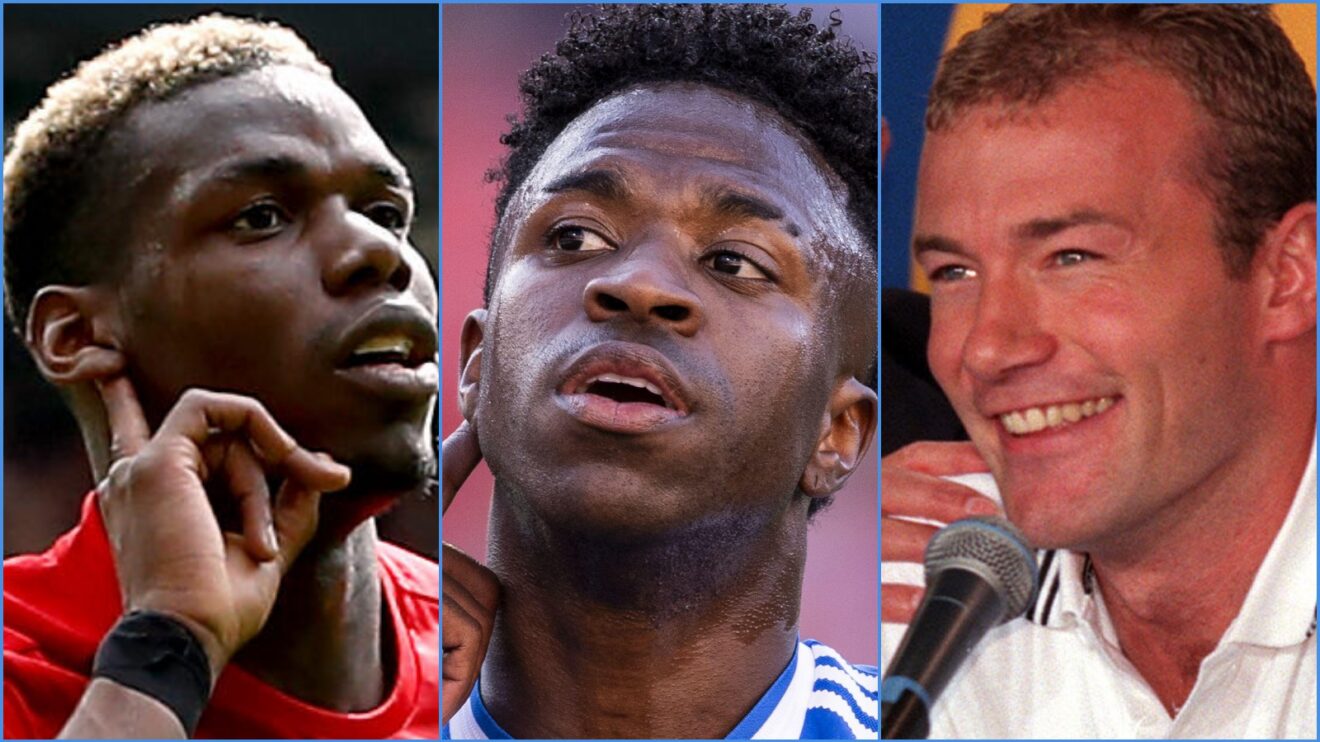 Manchester United midfielder Paul Pogba, Vinicius Junior of Real Madrid and Newcastle's Alan Shearer