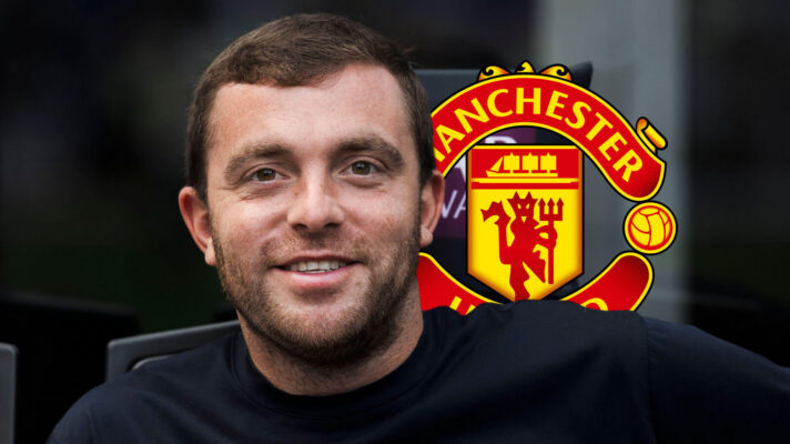 Transfer journalist Fabrizio Romano and Manchester United badge - copyright F365