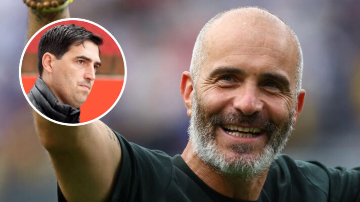 Man City manager Enzo Maresca and Liverpool manager Andoni Iraola