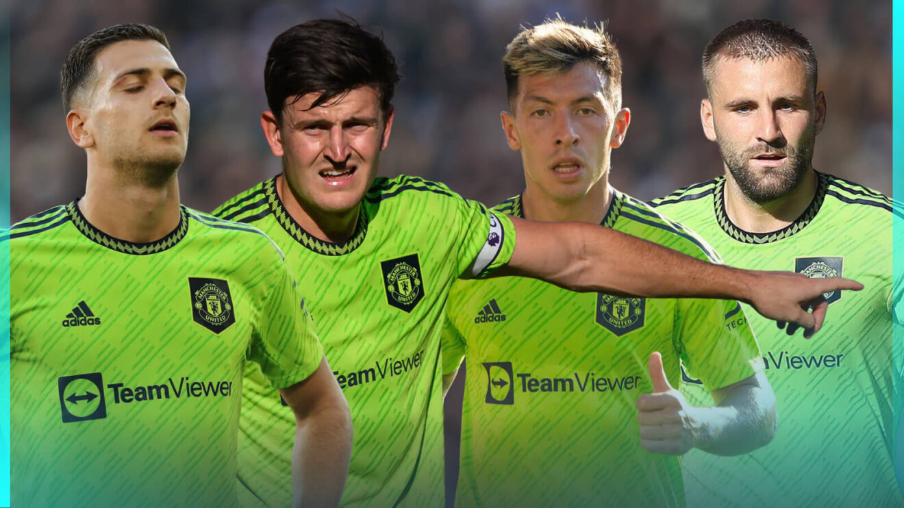 Manchester United's back four at Brentford in 2022.