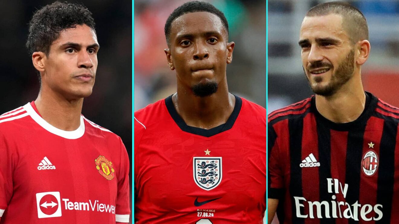 Raphael Varane, Ezri Konsa and Leonardo Bonucci