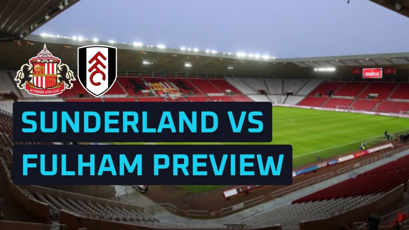 Sunderland and Fulham badges on a backdrop of the Stadium of Light
