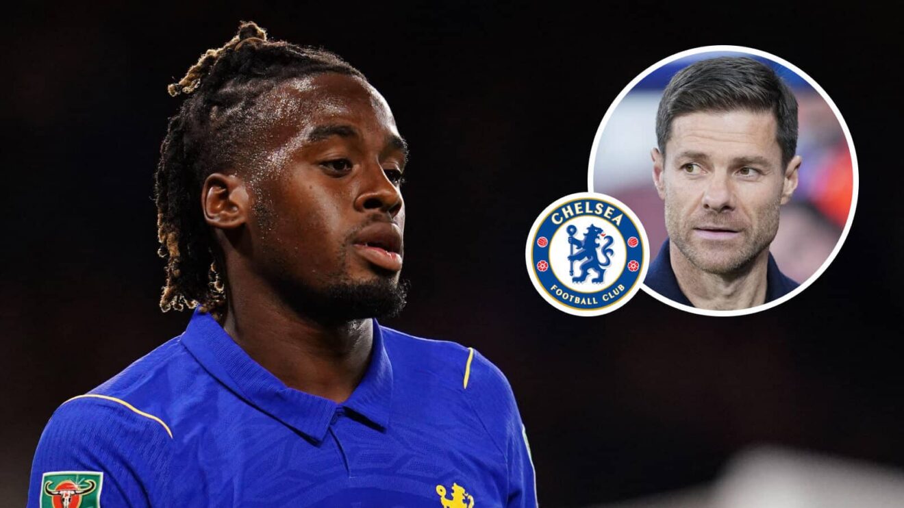 Jamie Gittens, Chelsea badge as well as Xabi Alonso - copyright F365