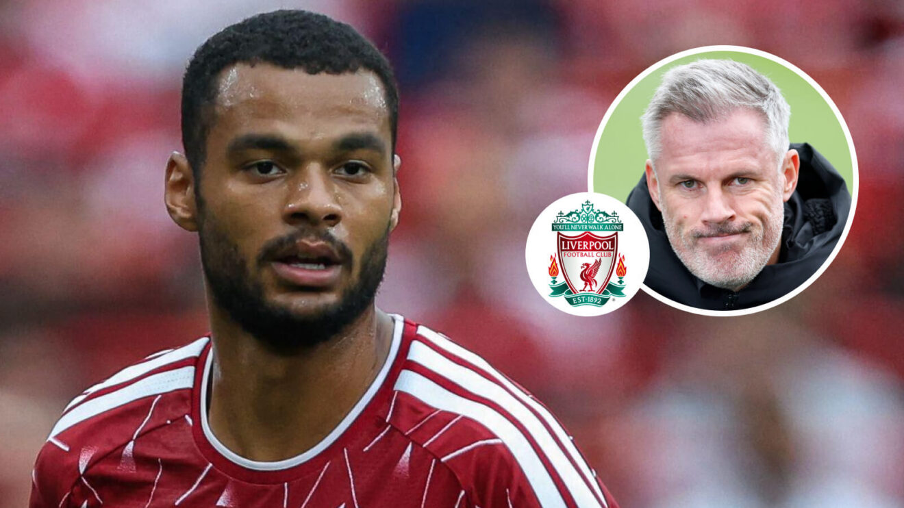 Liverpool winger Cody Gakpo and Jamie Carragher