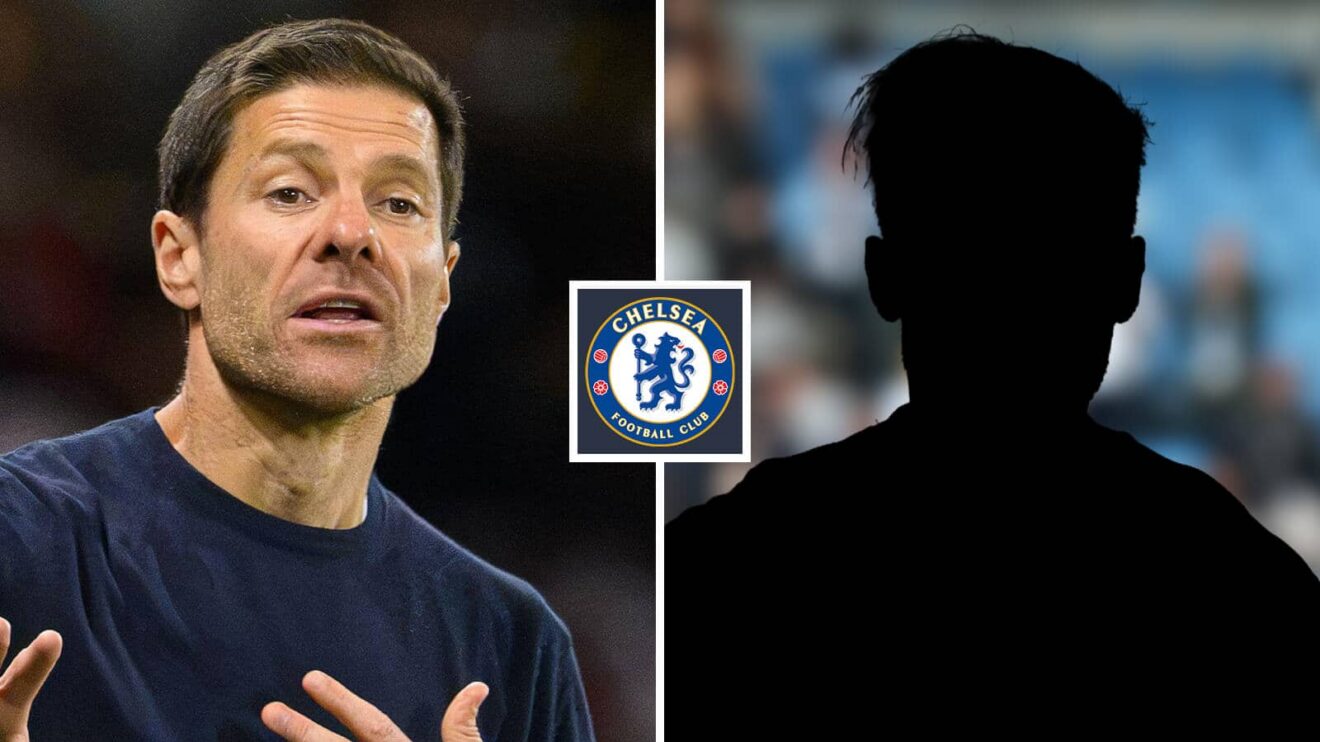 Split image of Chelsea manager Xabi Alonso and a shadow, with the Chelsea badge in between - copyright F365