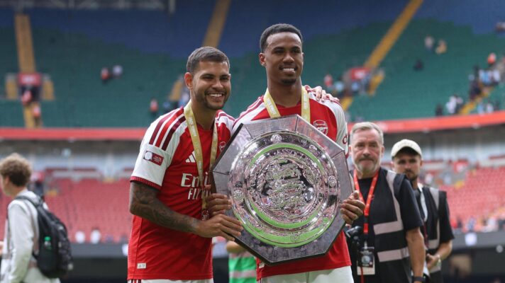 Arsenal duo Bruno Guimaraes and Gabriel Magalhaes.