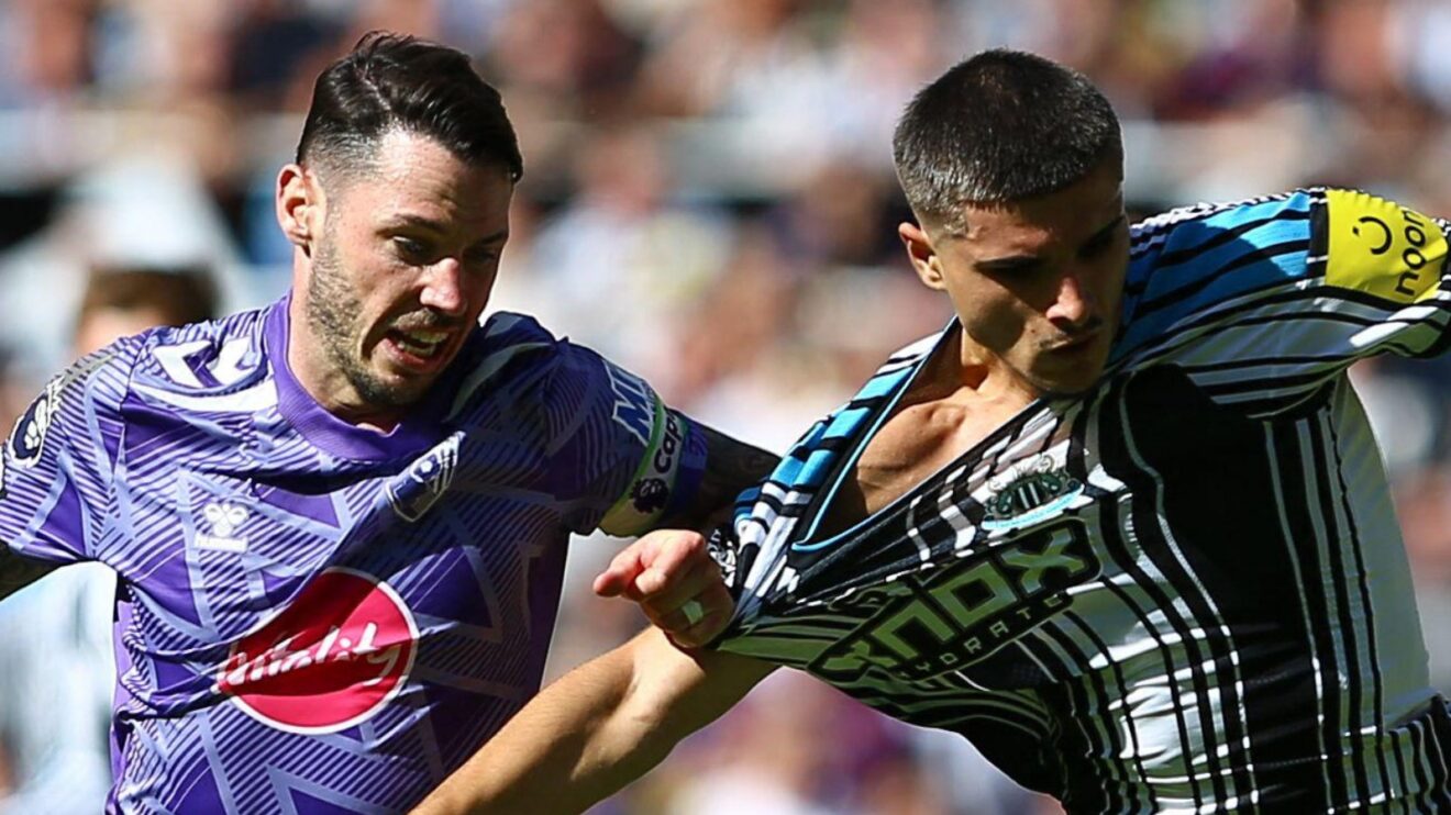 Bournemouth defender Adam Smith and Newcastle player Matias Fernandez-Pardo