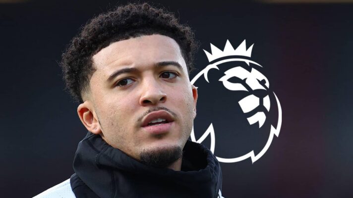 Jadon Sancho with the Premier League logo