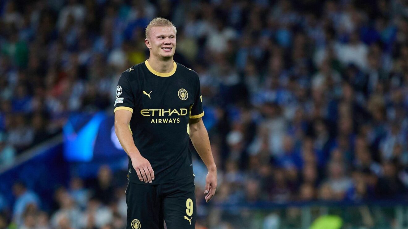 Erling Haaland in action for Man City against Porto in the Champions League
