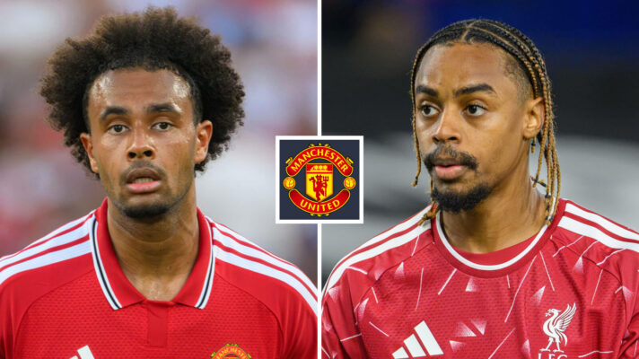Man Utd forward Joshua Zirkzee and Bradley Barcola