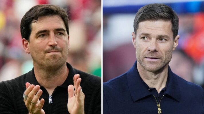 Split image of Liverpool manager Andoni Iraola and Chelsea manager Xabi Alonso - copyright F365