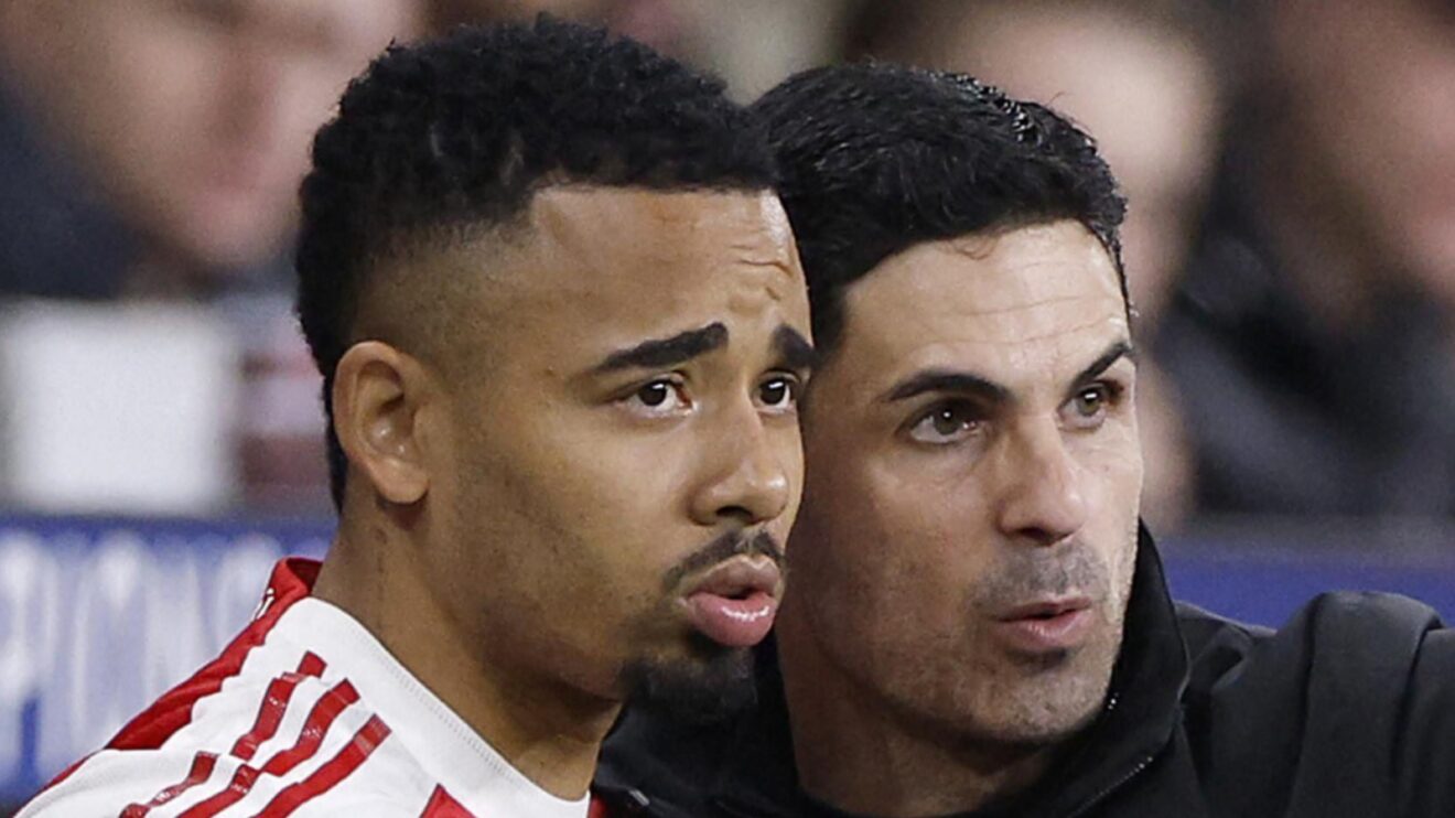 Mishmash player Gabriel Jesus and supervisor Mikel Arteta