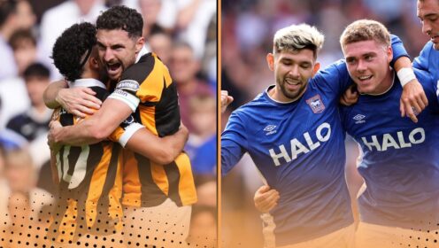 How close are Hull and Ipswich to setting a points record for promoted sides?