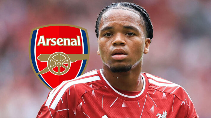 Liverpool winger Rio Ngumoha with the Arsenal badge