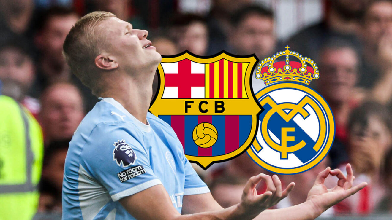 Man Metropolis striker Erling Haaland via Barcelona as well as Real Madrid badges