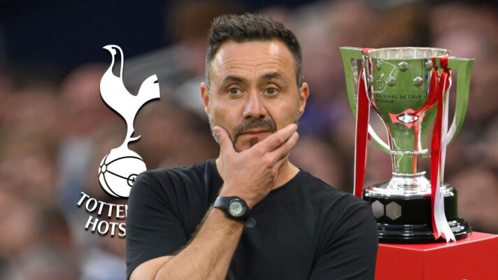 Tottenham boss Roberto De Zerbi and the La Liga trophy