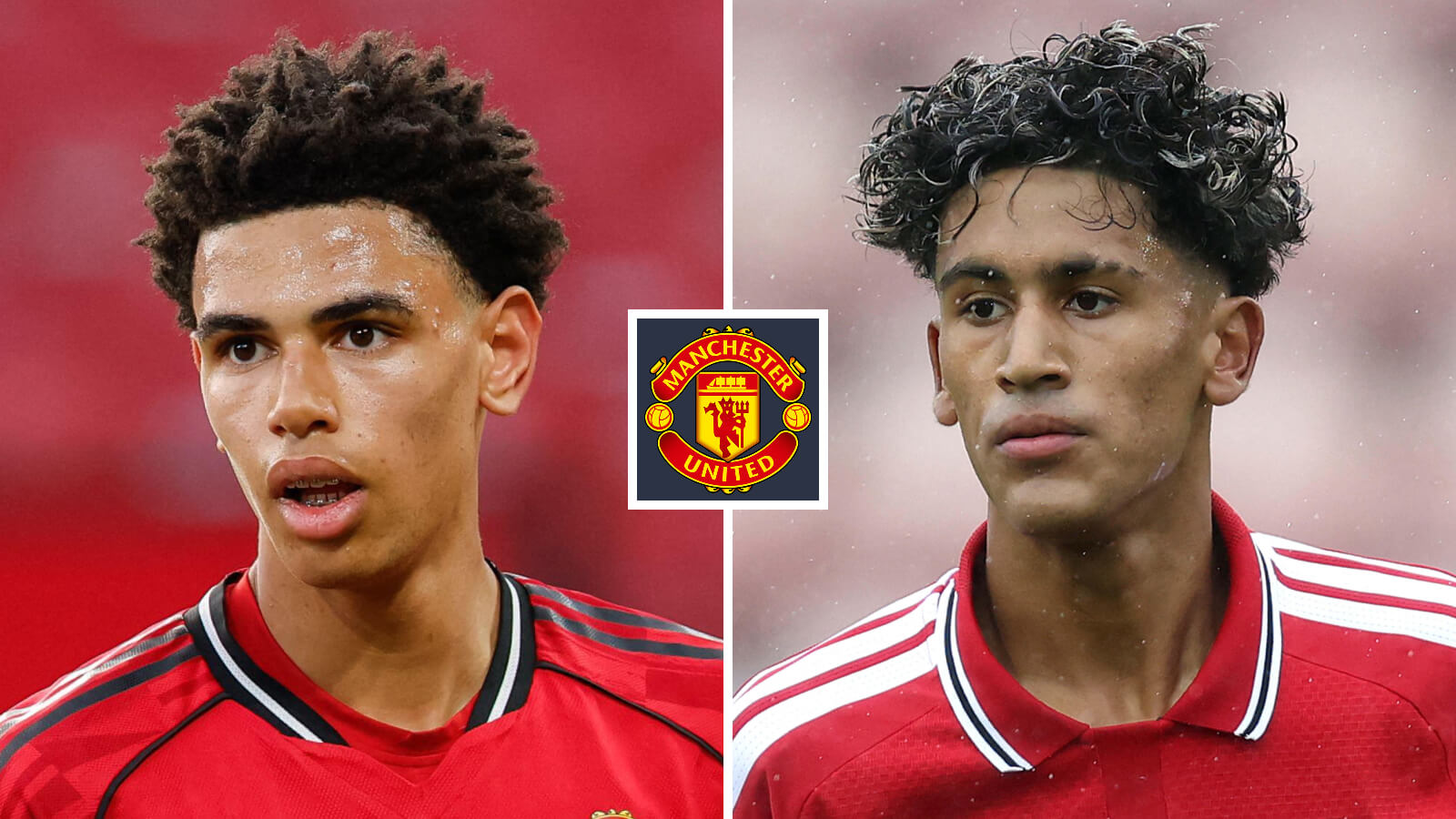F365 Noah Ajayi and JJ Gabriel with Man utd badge 1