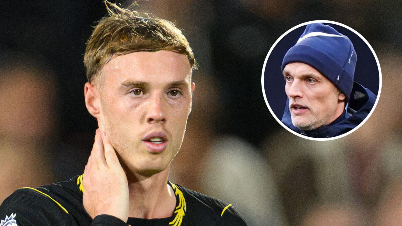Cole Palmer and, inset, Thomas Tuchel.