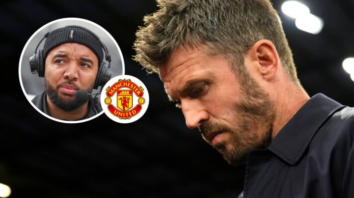 Troy Deeney, Manchester United badge and Michael Carrick - copyright F365