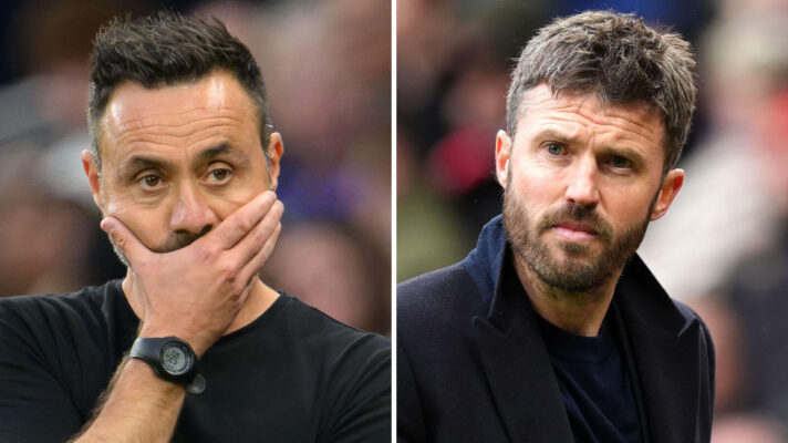 Man Utd boss Michael Carrick and Tottenham head coach Roberto De Zerbi