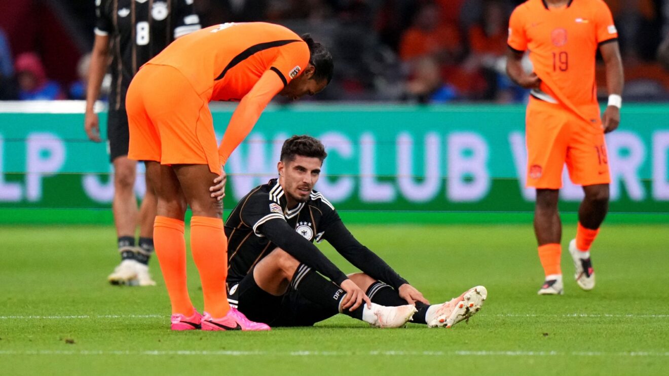 Kai Havertz injured on the pitch