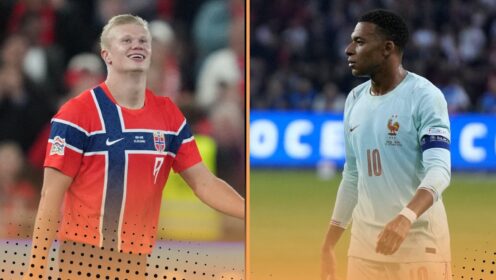 Erling Haaland could overtake Kylian Mbappe’s international goalscoring record NEXT WEEK