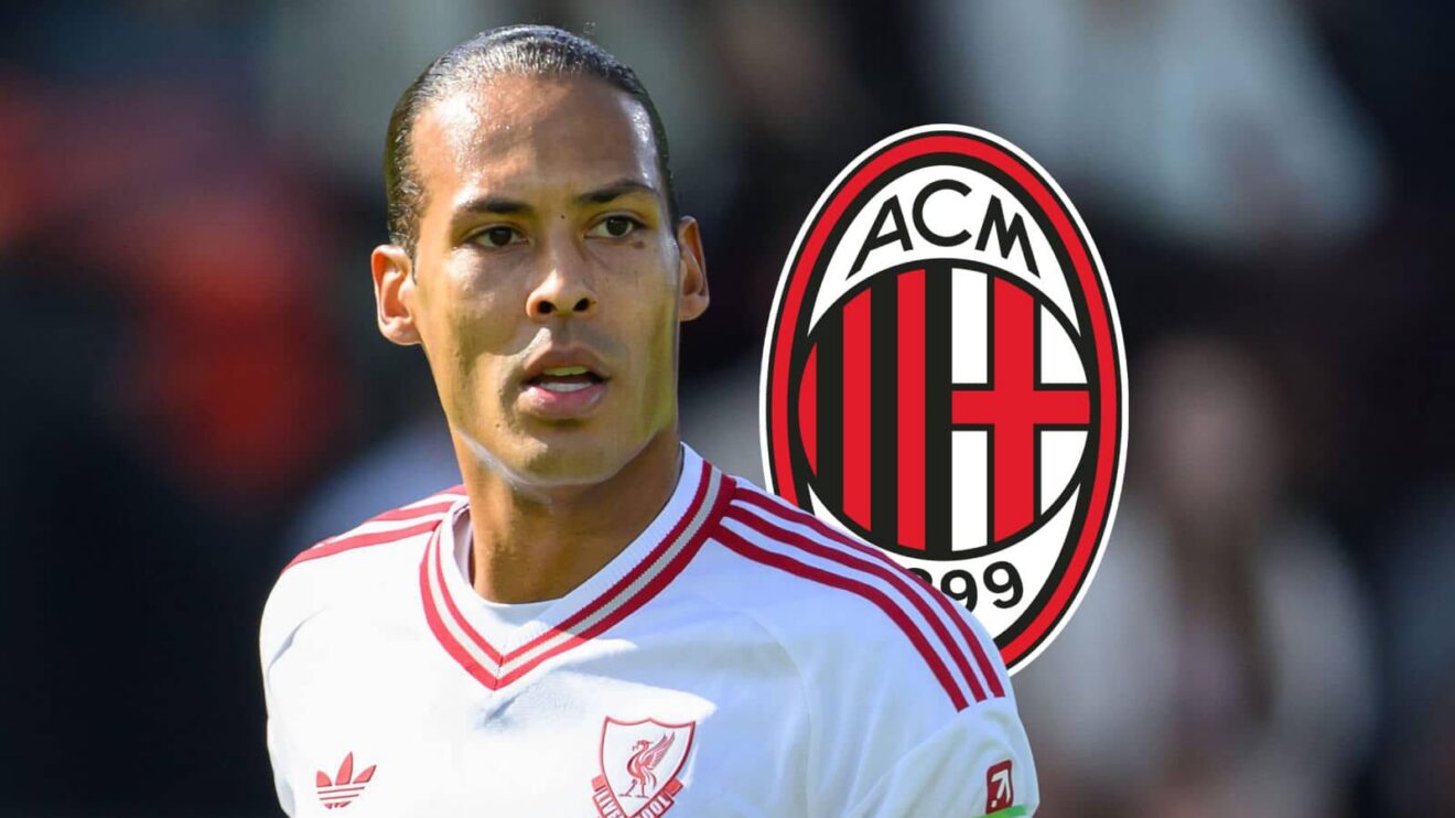 Liverpool defender Virgil van Dijk, AC Milan badge
