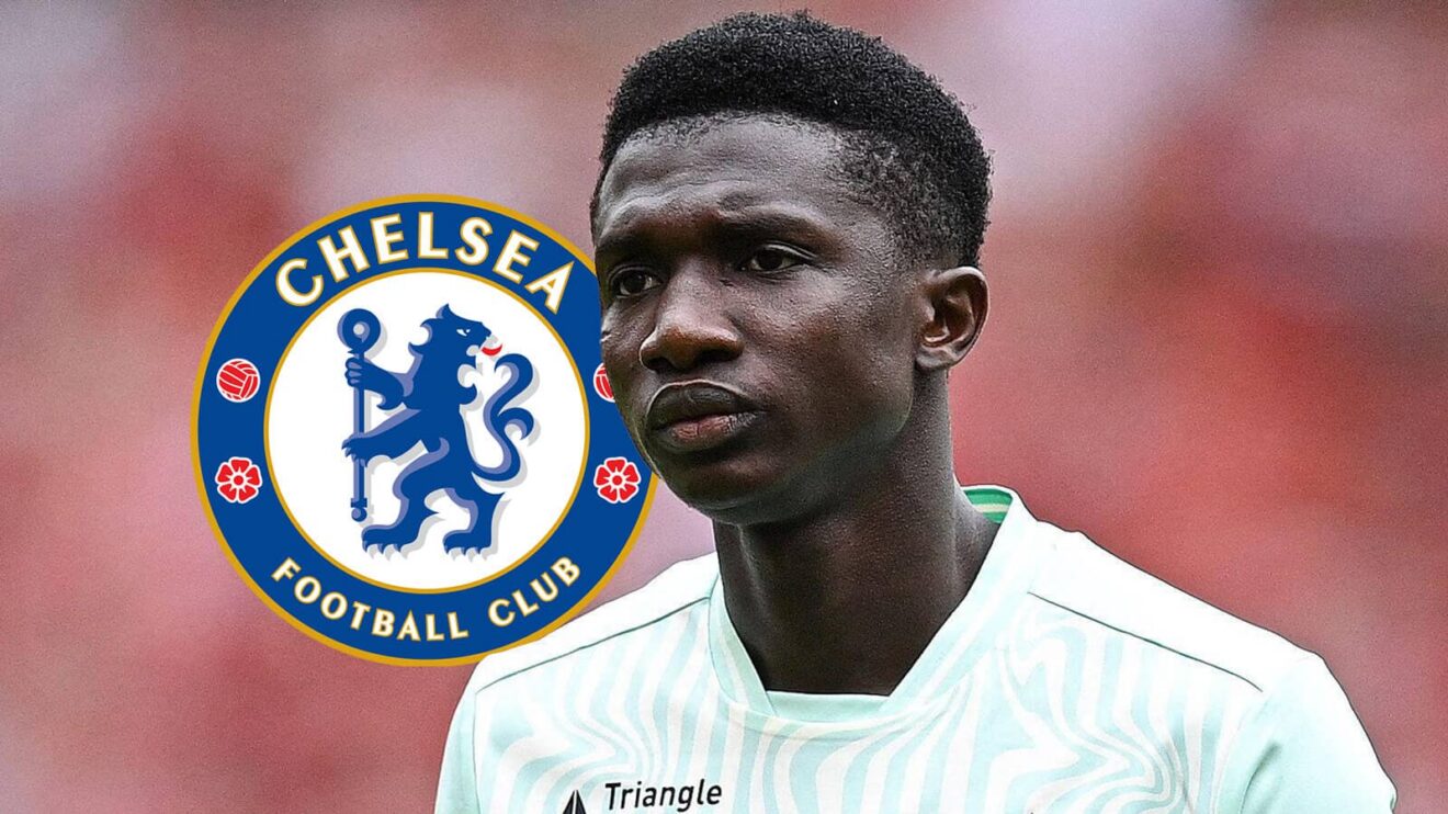Monaco celebrity Lamine Camara with Chelsea badge