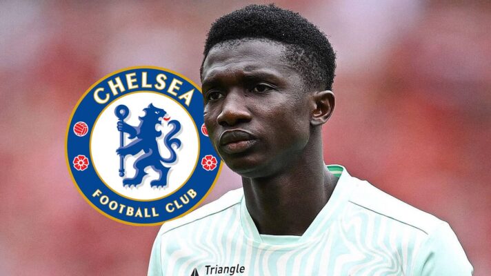 Monaco star Lamine Camara with Chelsea badge