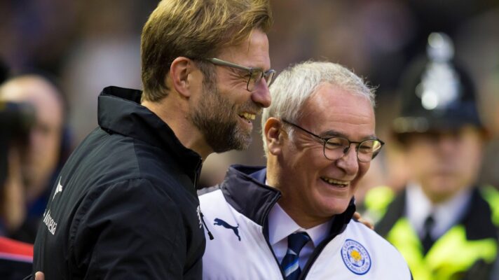 Liverpool coach Jurgen Klopp and Leicester manager Claudio Ranieri