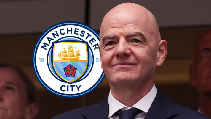 Gianni Infantino and the Man City badge