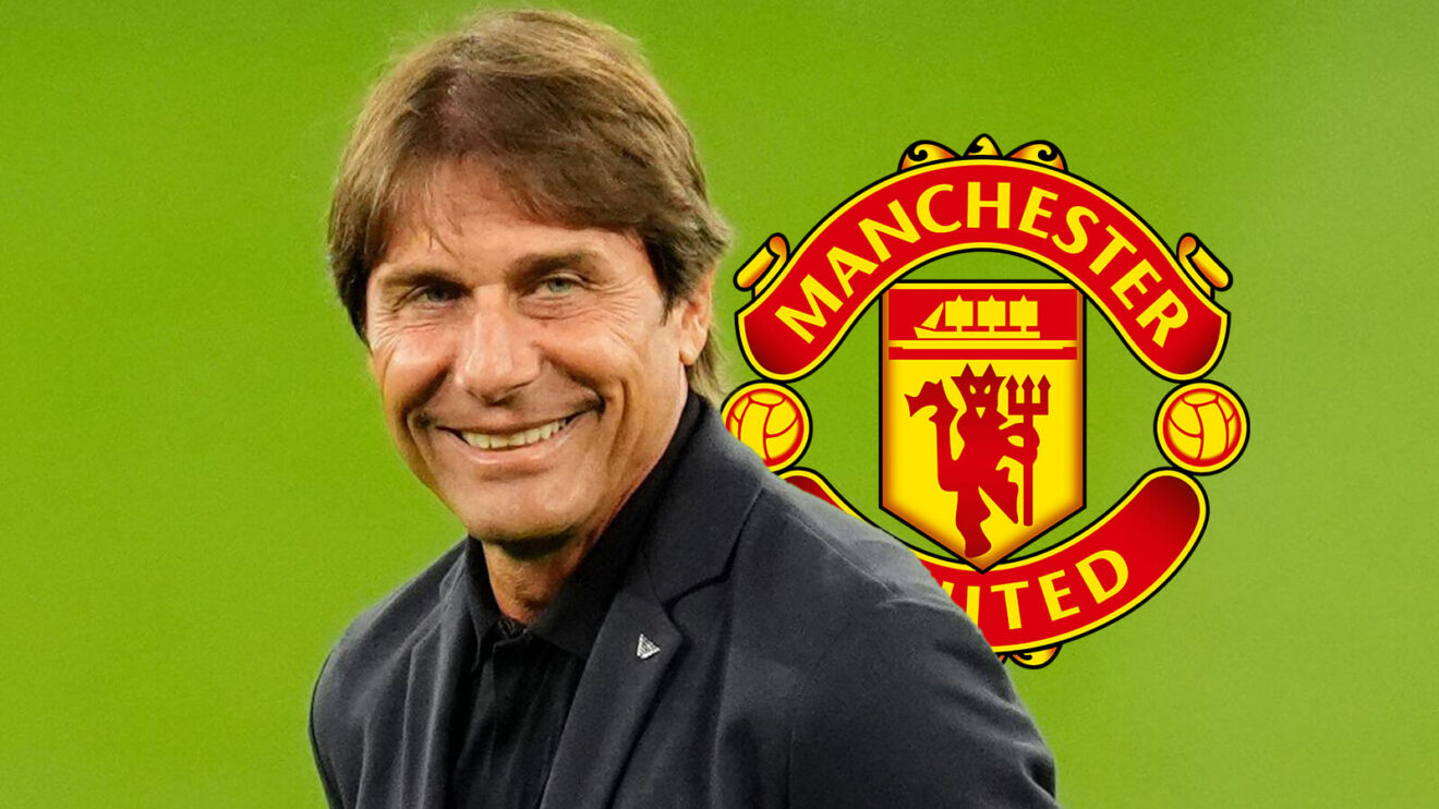 antonio conte with man utd badge