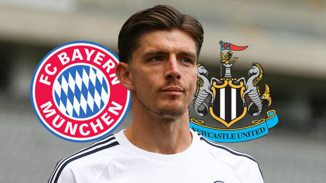 Bayern Munich badge, Nick Pope and Newcastle United badge - copyright F365