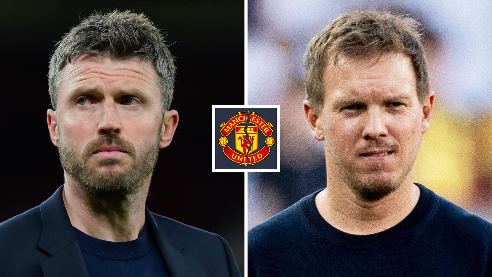 TT Michael Carrick Julian Nagelsmann with Cracked Man utd badge 1