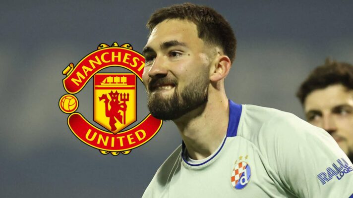 Dinamo Zagreb striker Dion Beljo, Man Utd badge