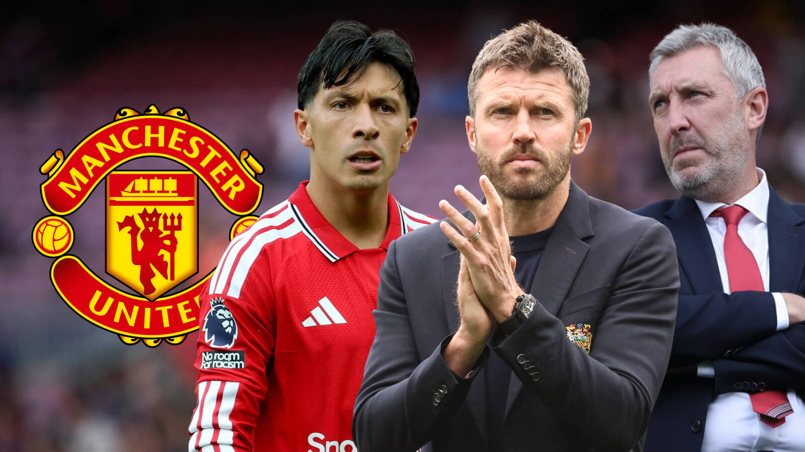 F365 Jason Wilcox Michael Carrick Lisandro Martinez with Man Utd badge 1