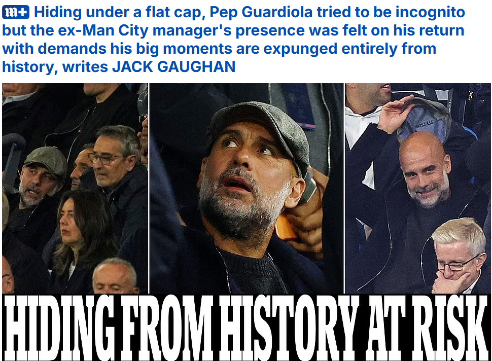 Pep Guardiola 'spanning up' under his flat cap at Individual City v PSG