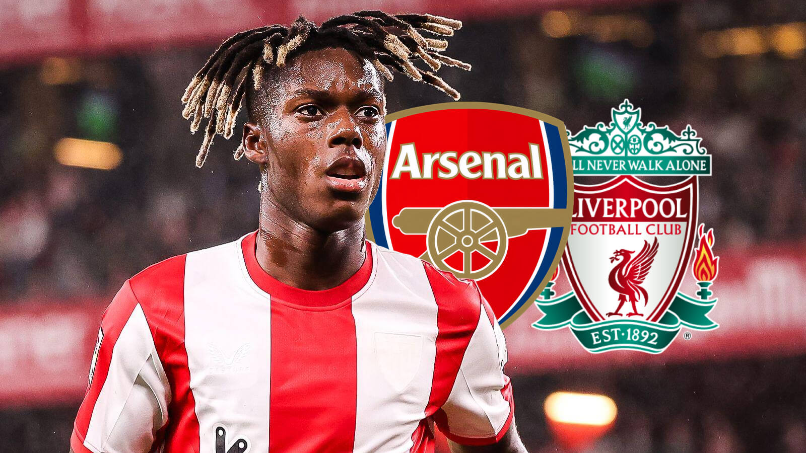 F365 Nico Williams with Arsenal and Liverpool badges 1