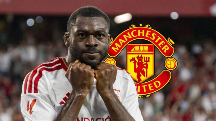 Youssouf Fofana next to the Manchester United badge - copyright F365